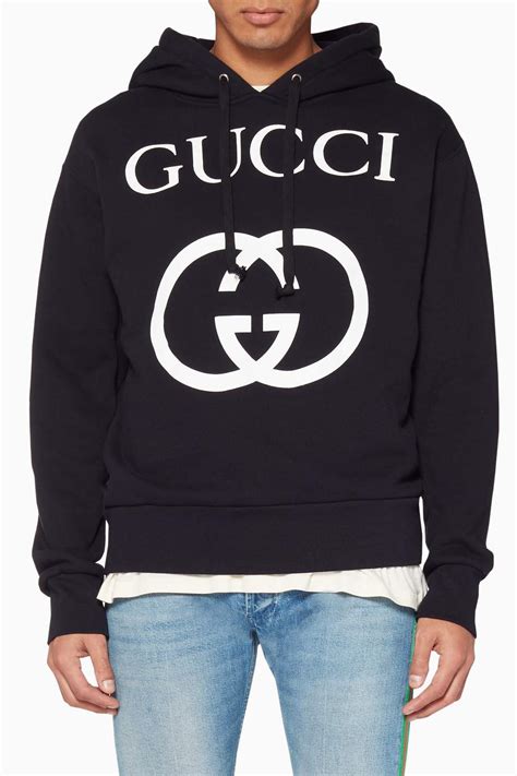 gucci black hoodie|authentic gucci hoodie black medium.